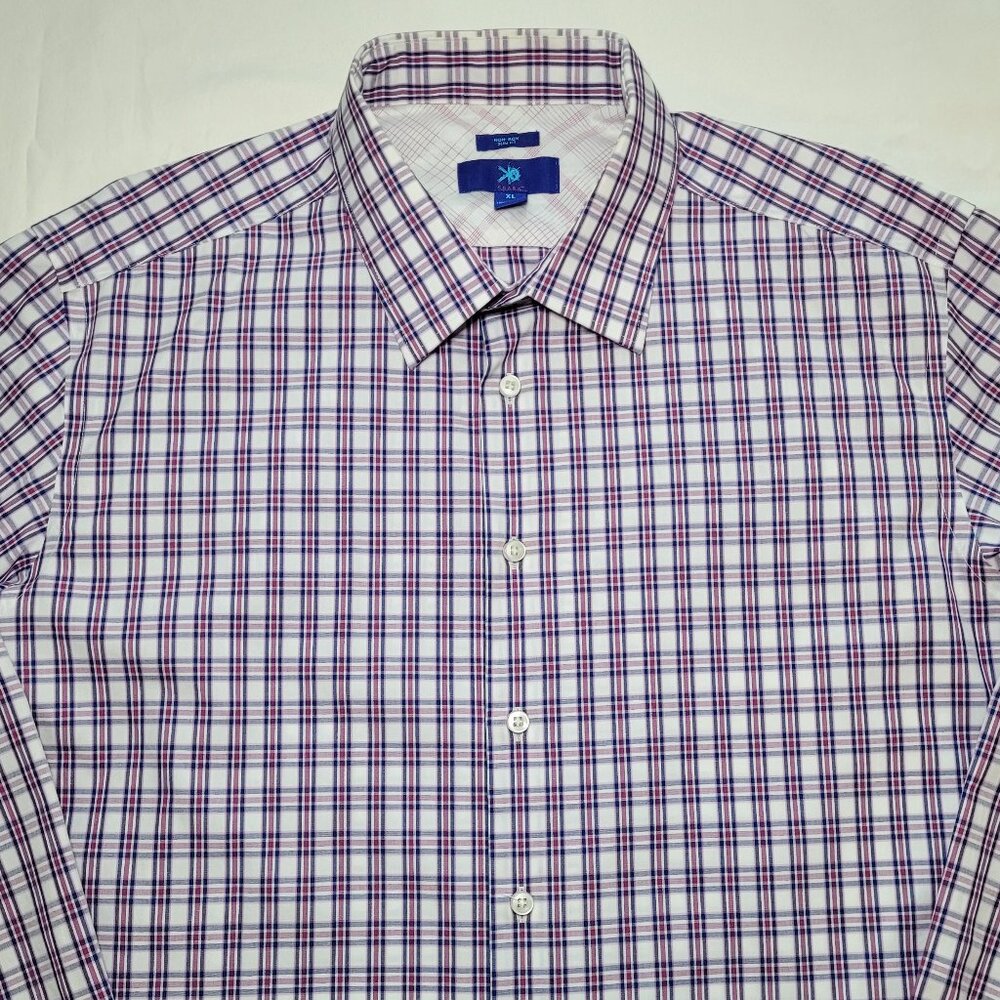 Egara Mens Non-Iron Slim Fit Plaid Dress Shirt XL Preppy Academia - Picture 4 of 7